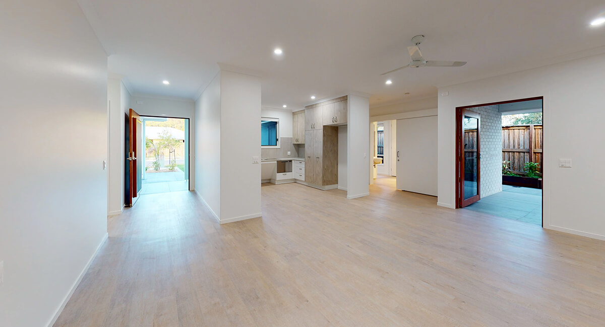 Wide angle photo of accessible home from Liveable Homes Australia